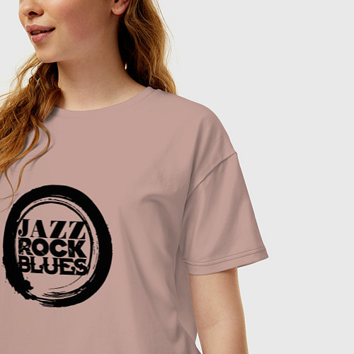 Женская футболка оверсайз Jazz rock blues 1 / Пыльно-розовый – фото 3