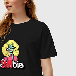 Футболка оверсайз женская Барби - зомби, цвет: черный — фото 2