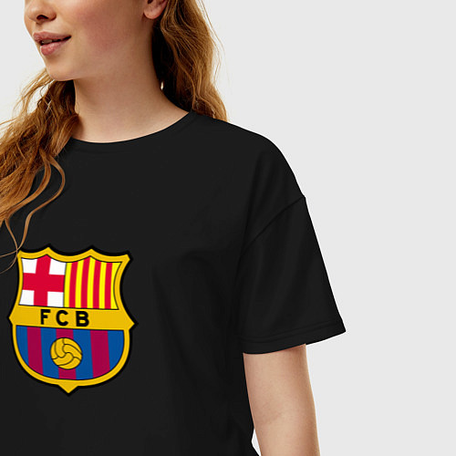 Женская футболка оверсайз Barcelona fc sport / Черный – фото 3