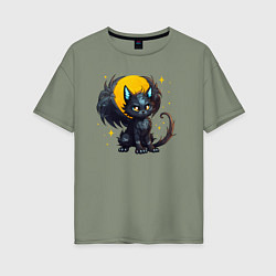 Женская футболка оверсайз Cat dragon