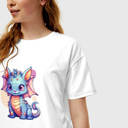 Футболка оверсайз женская Cute dragon cat, цвет: белый — фото 2