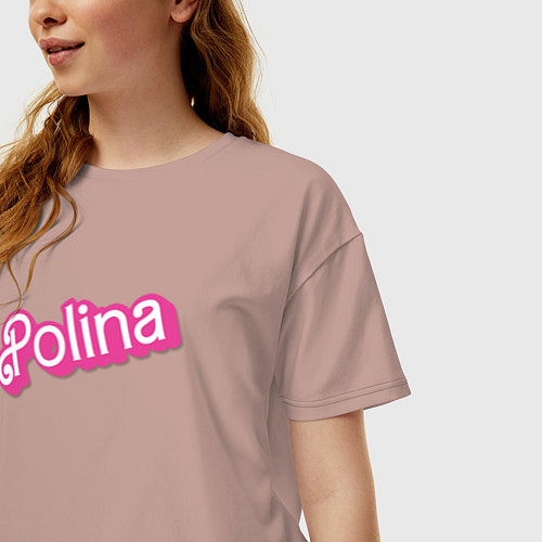 Женская футболка оверсайз Polina - retro barbie style / Пыльно-розовый – фото 3