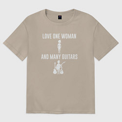 Футболка оверсайз женская Люблю одну женщину и много гитар, цвет: миндальный