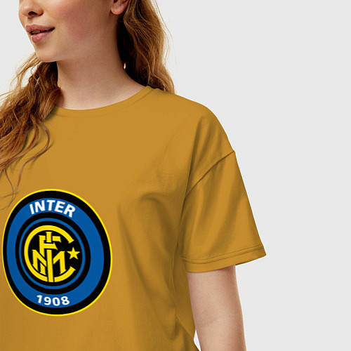Женская футболка оверсайз Inter sport fc / Горчичный – фото 3