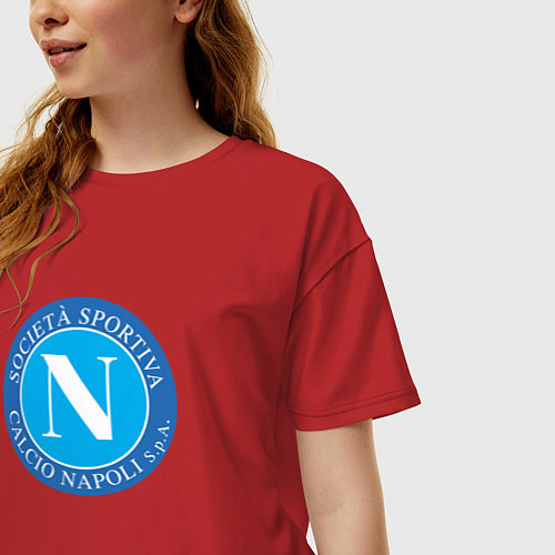 Женская футболка оверсайз Napoli fc sport / Красный – фото 3