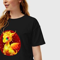 Футболка оверсайз женская Дракон знак зодиака, цвет: черный — фото 2