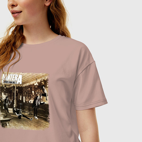 Женская футболка оверсайз Pantera cowboys from hell / Пыльно-розовый – фото 3