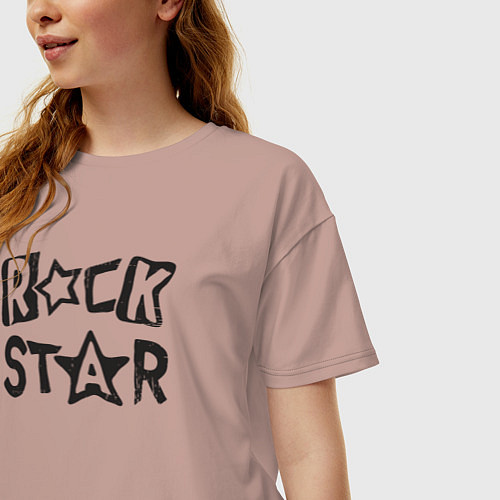 Женская футболка оверсайз Рок звезда / Пыльно-розовый – фото 3