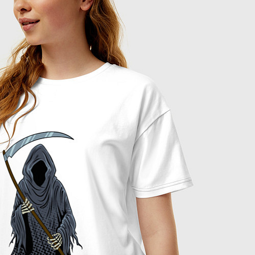 Женская футболка оверсайз Призрак смерти с косой / Белый – фото 3