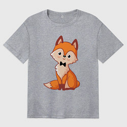Футболка оверсайз женская Милый лисёнок, цвет: меланж
