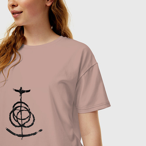 Женская футболка оверсайз Символ Elden Ring / Пыльно-розовый – фото 3