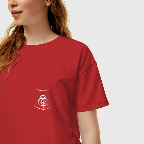 Женская футболка оверсайз Логотип Elden Ring арт - мини / Красный – фото 3