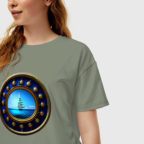 Женская футболка оверсайз Колесо сансары / Авокадо – фото 3