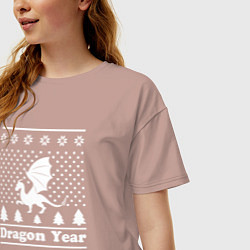 Футболка оверсайз женская Sweater dragon year, цвет: пыльно-розовый — фото 2