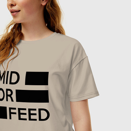Женская футболка оверсайз Mid or feed / Миндальный – фото 3
