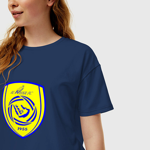 Женская футболка оверсайз Аль-наср Дубай / Тёмно-синий – фото 3