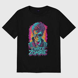 Футболка оверсайз женская Кибер зомби Киберпанк, цвет: черный