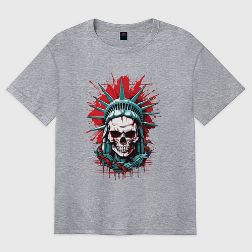 Женская футболка оверсайз Зомби Статуя Свободы / Меланж – фото 1