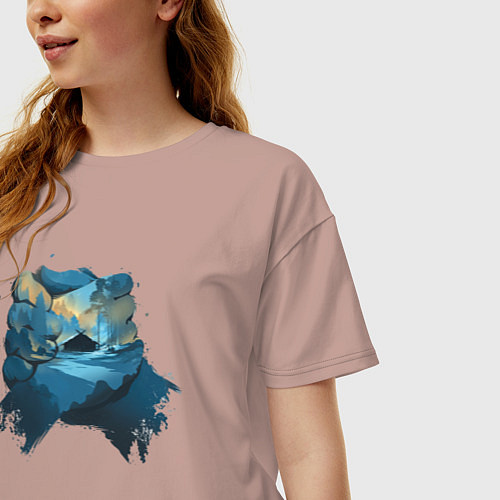 Женская футболка оверсайз Рукопожатие Кратоса и Атрея gow ragnarok / Пыльно-розовый – фото 3