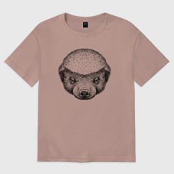 Футболка оверсайз женская Голова медоеда, цвет: пыльно-розовый
