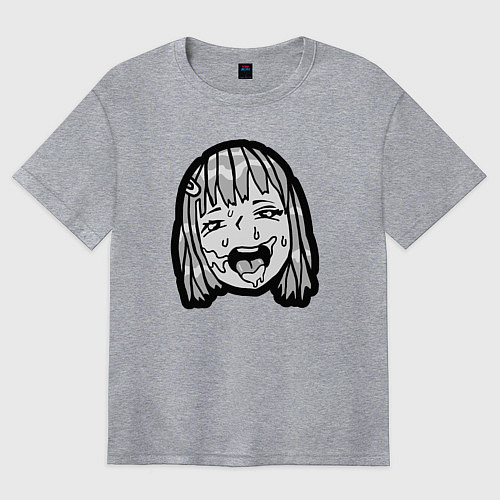 Женская футболка оверсайз Ahegao baby / Меланж – фото 1