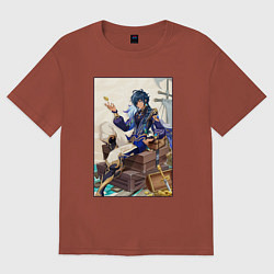 Футболка оверсайз женская Кэйа Геншин Импакт, цвет: кирпичный