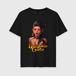 Футболка оверсайз женская Karlah - Baldurs gate - ahegao, цвет: черный
