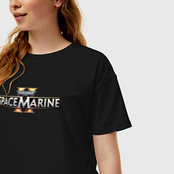 Футболка оверсайз женская Warhammer 40000 space marine 2 logo, цвет: черный — фото 2