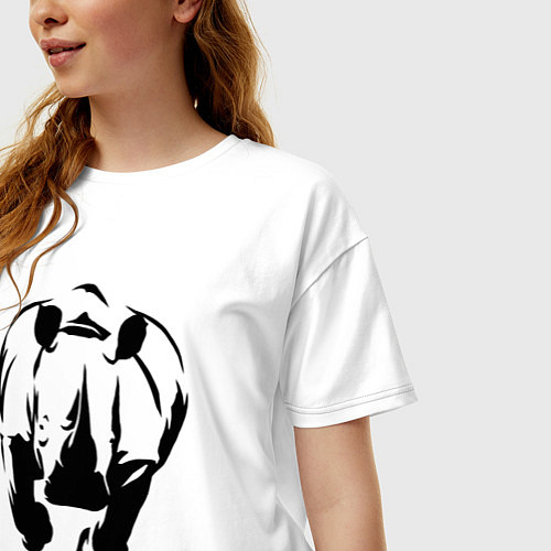 Женская футболка оверсайз Носорог атакует / Белый – фото 3