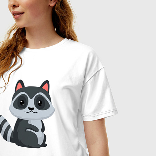 Женская футболка оверсайз Милейший енотик / Белый – фото 3