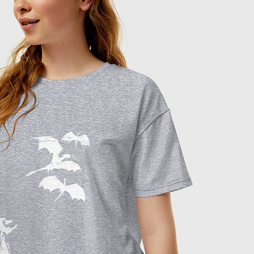 Женская футболка оверсайз Девочка и драконы / Меланж – фото 3