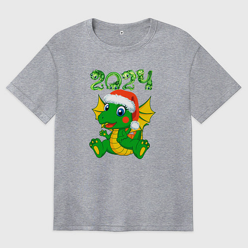 Женская футболка оверсайз Дракончик 20204 / Меланж – фото 1