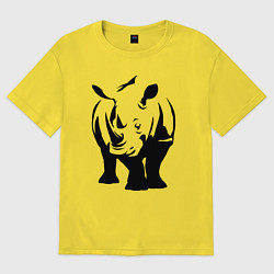 Футболка оверсайз женская Носорог анфас, цвет: желтый