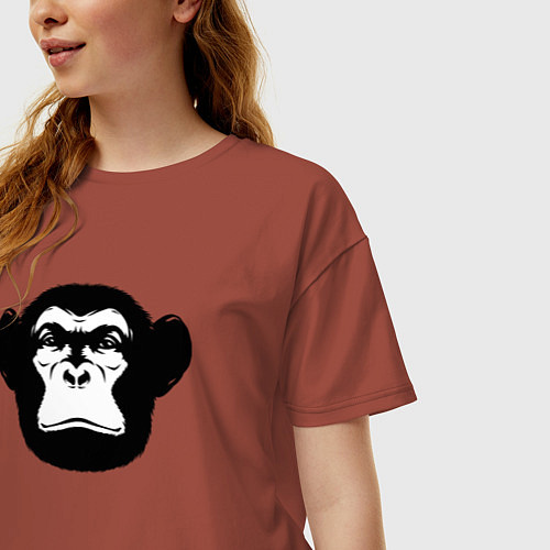 Женская футболка оверсайз Морда шимпанзе / Кирпичный – фото 3