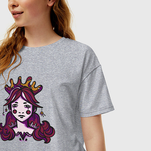 Женская футболка оверсайз Принцесса витражный портрет / Меланж – фото 3