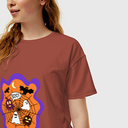 Футболка оверсайз женская Привидения, цвет: кирпичный — фото 2