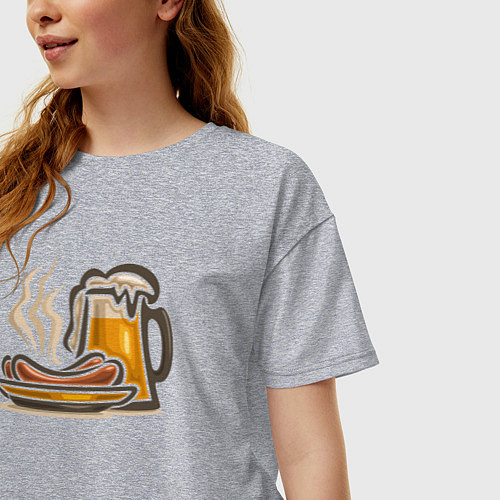 Женская футболка оверсайз Пенное и сосисочки / Меланж – фото 3