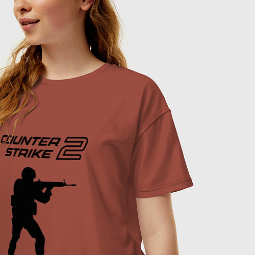 Женская футболка оверсайз Counter strike 2 classik / Кирпичный – фото 3
