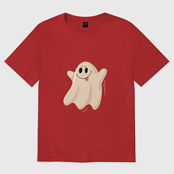 Футболка оверсайз женская Привидение смешное, цвет: красный