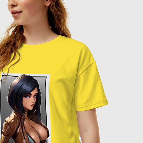 Женская футболка оверсайз Крутая девушка / Желтый – фото 3
