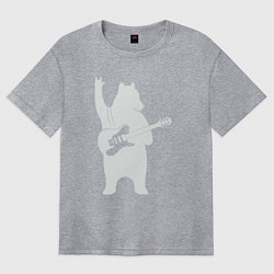 Футболка оверсайз женская Мишутка рокер, цвет: меланж