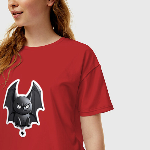 Женская футболка оверсайз Мистическая летучая мышь / Красный – фото 3