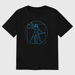 Футболка оверсайз женская Витрувианский гитарист, цвет: черный