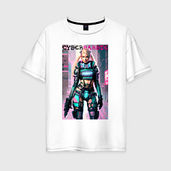Футболка оверсайз женская Cyber Barbie - fantasy - neural network, цвет: белый