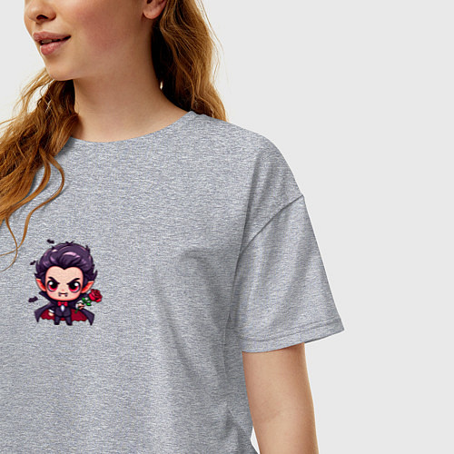 Женская футболка оверсайз Маленький Дракула / Меланж – фото 3