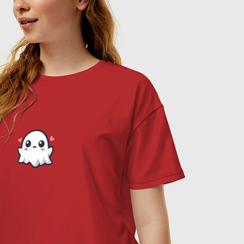 Женская футболка оверсайз Маленькое привидение / Красный – фото 3