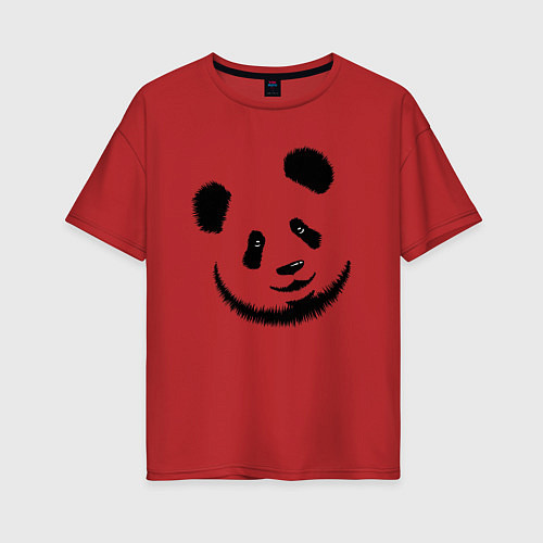 Женская футболка оверсайз Голова милой панды / Красный – фото 1