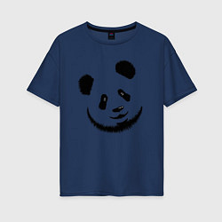 Футболка оверсайз женская Голова милой панды, цвет: тёмно-синий