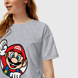 Футболка оверсайз женская Марио значок классический, цвет: меланж — фото 2