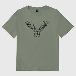 Футболка оверсайз женская Голова оленя анфас, цвет: авокадо